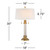 Vienna Full Spectrum Rolland Traditional Table Lamps 30" Tall Set of 2 Clear Glass Column Antique Brass Gold Off-White Fabric Drum Shade for Bedroom