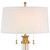 Vienna Full Spectrum Rolland Traditional Table Lamps 30" Tall Set of 2 Clear Glass Column Antique Brass Gold Off-White Fabric Drum Shade for Bedroom