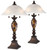 Kathy Ireland Mulholland Traditional Vintage Table Lamps 27" Tall Set of 2 Aged Bronze Faux Marble White Alabaster Glass Dome Shade for Living Room Bedroom