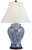 Traditional Asian Chinese Ginger Jar 3-Way Table Lamps with Table Top Dimmer 27" Tall Blue Porcelain White Shade for Living Room Bedroom H