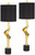 32" Tall Modern Glam Luxe End Table Lamps Set of 2 Sculptural Gold Leaf Black Shade Living Room Bedroom Bedside Nightstand
