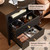 Huuger Black Nightstand Set of 2, Night Stand with Charger Station, Bedside Table with 2 Drawers, Bed Side Tables for Bedroom