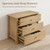 Large Oak Wood Nightstands Set of 2 with 3 Drawers, 27 Inches Tall Modern Mid Century Bedside Tables for King & Queen Beds