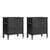 30" Tall Side Table with Pull-Out Shelf, Rubberwood Legs(Set of 2, Black)