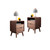 Solid Wood Nightstand Set of 2, Walnut Night Stand with 2 Drawers and Open Storage, Bedside Table for Bedroom