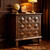 3 Drawer Solid Wood Bedside Table with Carved Front Panels, Rustic End Table for Bedroom Living Room, Set of 2, Walnut