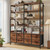 HAUOMS Bookshelf with 8 Fabric Drawers, 7-Tier Bookcase with Baffles Display Shelves, Industrial Large Book Shelf for Living Room Home Office, Rustic Brown