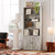 IRONCK Industrial Bookshelves and Bookcases with Doors Floor Standing 6 Shelf Display Storage Shelves 70 in Tall Bookcase for Home Office, Living Room