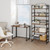 BHG Vintage Multifunctional Folding Bookshelf, No-Assembly Plant Stand Storage Rack Shelves for Home Office (Fire, 5-Tier)