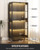 Glass Display Cabinet with Doors, 4-Tier Display Case with Adjustable Shelves, RGB LED Lights with App & Remote Control, Curio Storage Cabinet with Metal Base for Collectibles, Books, Black