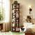 Azlafu 6 Tier 360° Rotating Solid Wood Bookshelf with Wheels, Lazy Susan Circular Spinning Revolving Corner Bookcase, Freestanding Storage Shelf for Bedroom Small Space, Walnut