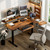 Acrolix 59 Inch L Shaped Standing Desk with Shelves and Keyboard, Electric Corner Standing Desk Adjustable Height, Sit Stand Computer Table with Reversiable Splice Board，Rustic Brown