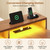 SEDETA L Shaped Electric Standing Desk, 63 inch Gaming Computer Desk with Storage Shelves and LED Lights, Height Adjustable Office Desk with Power Outlet and Pegboard, Brown Desktop