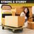 Heavy Duty Foldable Push Cart Dolly | 330 lbs. Capacity | Upgraded Collapsible Hand Truck Folding Platform with Swivel Wheels | Flat Bed Moving Wagon | Space Saving Push Handle (Yellow)