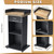 43" Wood Podium Stand with Wheels, Portable Lectern with 3 Levels of Storage, Floor Standing Customer Reception Podiums Mic Stand Desk for Churches, Office, School,Conference, Auditorium, Seminar