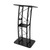 LIAPDG Black Curved Podium, 23.8 x 15.9 x 47 Inch Podium Stand Portable Church Pulpit Metal Black Lectern for Speeches with Baffle & Cup Holder for Schools, Conference Rooms
