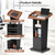 Baoz 15° Tilted Podium Stand with Storage & Lockable Wheels, Wooden Lectern with Adjustable Shelf, Mobile Portable Pulpit for Classroom, Church, Office (Black Brown)