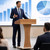 Mobile Wooden Podium Stand with Lockable Wheels Modern Presentation Blockboard Lectern Black Walnut Color with Storage Shelves for Office, Church, Classroom, Conference Room