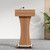 Mobile Wooden Podium Stand with Lockable Wheels Modern Presentation Blockboard Lectern Black Walnut Color with Storage Shelves for Office, Church, Classroom, Conference Room