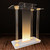 Mecpramy Church Pulpit with Wheels,Church Podium with Led Light,Acrylic Church Podium with Rollers& Vertical Reading Platform, 46”Elegant Transparent Lecterns for Churches Entrance, Classroom