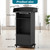 Qriocioa Podium Stand with Metal Wheels Wooden Lectern Podium Stand Portable Pulpit Standing with Storage Mobile Reception Podiums Desk for Church Office School Conference Restaurant Meeting, Black