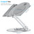 OMOTON Adjustable Laptop Stand with 360 Rotating Base, Ergonomic Laptop Riser for Collaborative Work, Dual Rotary Shaft Fully Foldable for Easy Storage, Fits All Laptops up to 16 inches, Silver
