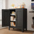 GAIOUS Black Metal File Cabinet with Lock (Two Units), Steel Storage Cabient with 2 Doors and 2 Adjustable Shelves, Multifunctional Locked Cabinet for Home/Office/Garage/Tool Room, Accent Furniture