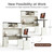 FEZIBO 60" L Shaped Executive Standing Desk with Hutch and Storage Cabinet, Farmhouse Standing Desk with Charging Station, Reversible Home Office Workstation, Antique White