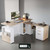 ModernMate 63" Standing Desk with File Cabinet, Privacy Panel, AC/USB, 1.18" Desktop, Executive L Shaped Height Adjustable Electric Stand Up Desk, Home Office Table with 3 Drawers, Light Walnut
