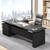 L-Shaped Executive Desk with Drawer & Cabinet, Modern Office Desk with Storage, 78.75" Large Corner Computer Desk with Shelf for Home Office Business Workstation Studio, Black