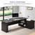 L-Shaped Executive Desk with Drawer & Cabinet, Modern Office Desk with Storage, 78.75" Large Corner Computer Desk with Shelf for Home Office Business Workstation Studio, Black