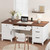 IDEALHOUSE Farmhouse Executive Desk 60 Inch, Wooden Home Office Desk with Adjustable Storage Cabinet, Built-in Charging Port, File Cabinet for Writing & Study, Elegant Workstation, Brownish White