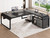 SEDETA 61 Inch Executive Desk, Large Office Desk with File Drawer, L Shaped Desk with Drawers, Computer Desk with Mobile CPU Stand, Storage Shelves, Power Outlets for Home Office, Gray