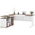 Tribesigns 63 Inch Executive Desk with File Cabinet, L Shaped Office Desk with Drawers and Storage Shelves, Business Furniture Set Workstation for Home Office, White and Walnut