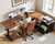 OffiGo 55 Inch L Shaped Electric Standing Desk with Drawers & File Cabinet Sets, Executive Sit Stand Desk, Height Adjustable Computer Desk for Home Office, Writing, Workstation, Walnut+Black