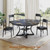 Itaar Round Extendable Dining Table Set for 4-6 People, 5-Piece Kitchen Table Set with 4 Cushion Chairs, Dining Room Table for 6 with MDF Board & Metal Frame for Small Space, Easy Clean, Black