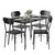 VECELO Dining Table Set for 4, 5-Piece Kitchen Table with 4 Chairs, MDF Board Tabletop with Metal Frame for Small Space, Compact Dinette, Breakfast Nook, Black
