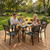 AXMOLM 7 Piece Outdoor Dining Set All Weather Patio Dining Set with HDPE Wood-Like Tabletop, Rustproof Metal Outdoor Table and Chairs with 6 Stackable Chairs for Garden Backyard, Black