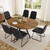 HIPIHOM Extendable Round Dining Table Set for 6 People, 43.3"-59.1" Extendable Kitchen Table with 6 Upholstered Chairs, Space Saving for Kitchen Dining Room (Walnut Table+6 U-Shaped Black Chairs)