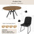 HIPIHOM Extendable Round Dining Table Set for 6 People, 43.3"-59.1" Extendable Kitchen Table with 6 Upholstered Chairs, Space Saving for Kitchen Dining Room (Walnut Table+6 U-Shaped Black Chairs)