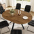 HIPIHOM Extendable Round Dining Table Set for 6 People, 43.3"-59.1" Extendable Kitchen Table with 6 Upholstered Chairs, Space Saving for Kitchen Dining Room (Walnut Table+6 U-Shaped Black Chairs)
