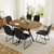 HIPIHOM Extendable Round Dining Table Set for 6 People, 43.3"-59.1" Extendable Kitchen Table with 6 Upholstered Chairs, Space Saving for Kitchen Dining Room (Walnut Table+6 U-Shaped Black Chairs)