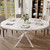 RLRO 47.24" Round Dining Table for 4-6 Person, Round Kitchen Table with Wood Top, Circle Dinner Pedestal Tables with Metal Legs for Dining Room Kitchen (White Marble)