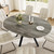 HIPIHOM Extendable Round Dining Table Set for 6 People, 43.3"-59.1" Extendable Kitchen Table with 6 Upholstered Chairs, Space Saving for Kitchen Dining Room (Grey Table+6 U-Shaped White Chairs)
