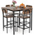 Giantex 5-Piece Dining Table Set W/Counter Height Table & 4 Bar Stools, Industrial Kitchen Dining Set W/Footrest & Backrest, Space-Saving Dinette Set for Pub, Dining Room, Restaurant (Mix Brown)