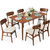 Best Choice Products 7-Piece Wooden Dining Room Table Set, Mid-Century Modern, Kitchen Table w/ 6 Chairs, Upholstered Cushions, Curved Backrests, Rounded Table Corners - Walnut/Cream