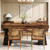 Tribesigns Two Tone Dining Table for 4-6 People, Rectangular Farmhouse Kitchen Dinner Table with Double Pedestal, Wood Dining Room Furniture for Home, Dining Room, Small Space, Brown & Black