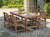SERWALL 7-Piece Patio Outdoor Table & Chairs, HDPE Dining Set with Umbrella Hole & All-Weather Design for Lawn, Backyard, Poolside, Brown