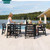 THOEOE 7 Piece Outdoor Dining Set, Patio Dining Table and 6 Chairs, All-Aluminum Frame, All-Weather HDPE Outdoor Furniture with Umbrella Hole for Garden, Lawn, Poolside, Black
