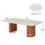 Tribesigns 6.56 ft Conference Table, Large Rectangle Meeting Seminar Table for 8-10 People Long Business Table with Travertine Slab Tabletop & Semi-Circular Stripe Base, White & Brown